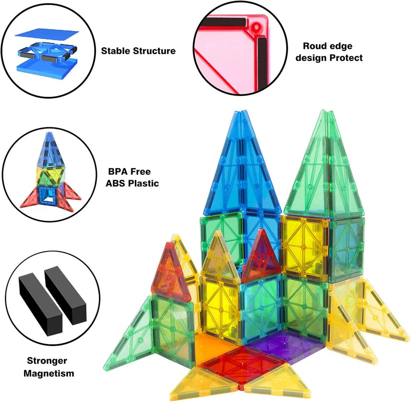 32 piece Magnetic tiles Building blocks (3D Clear Educational STEM Toys)
