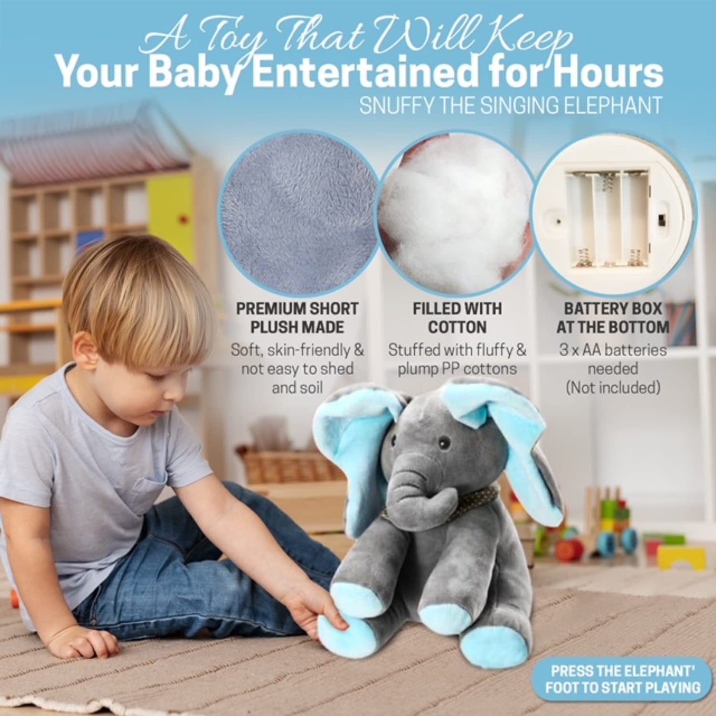 Interactive Pee-ka-boo Elephant Plush toy