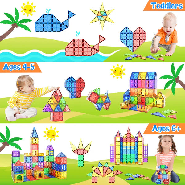 32 piece Magnetic tiles Building blocks (3D Clear Educational STEM Toys)