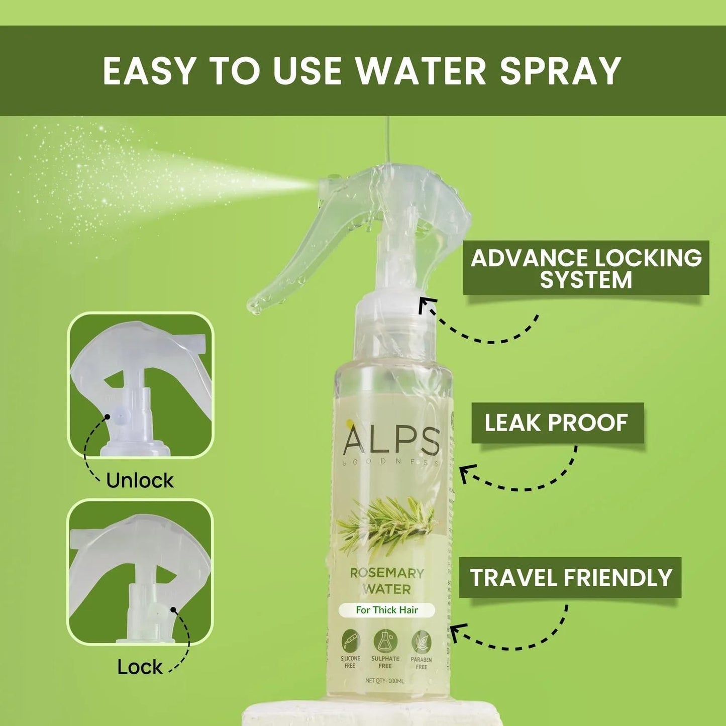Alps Goodness Rosemary Water Hairspray for Hair growth - Pack of 3 (100 ml each)