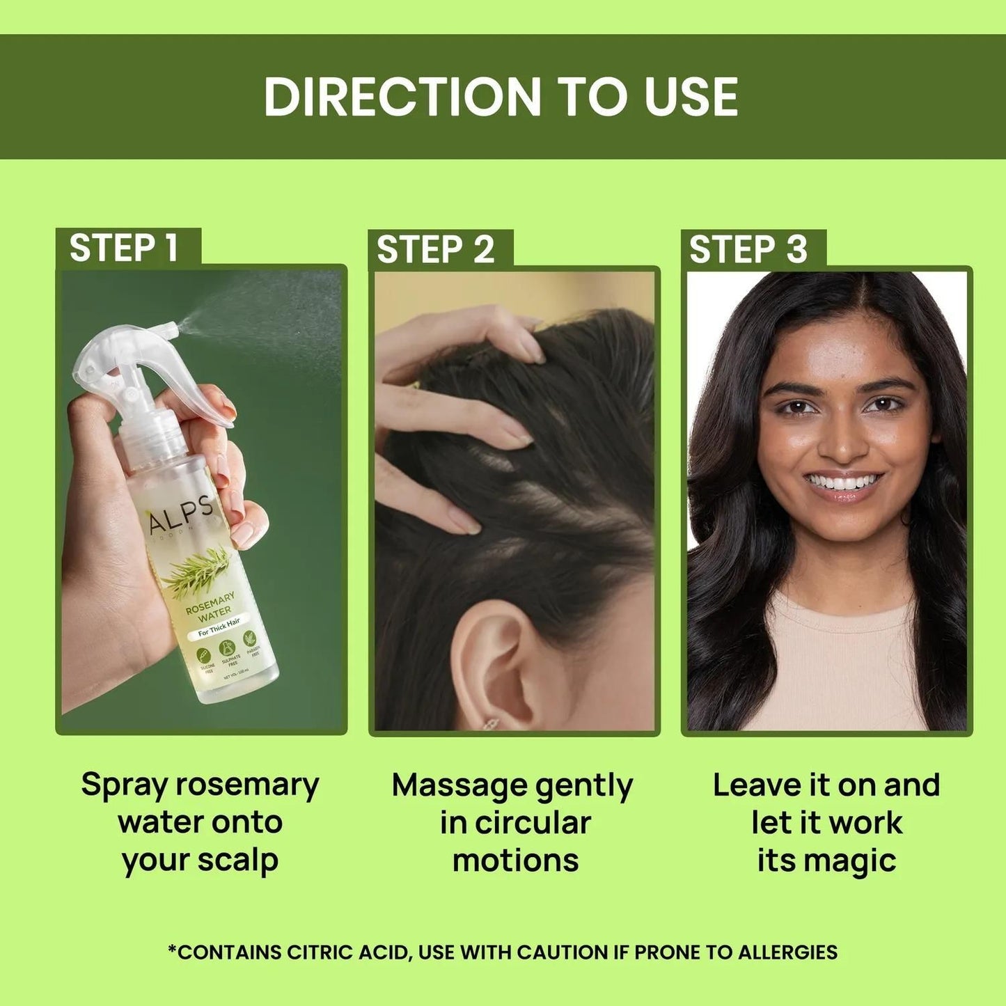 Alps Goodness Rosemary Water Hairspray for Hair growth - Pack of 3 (100 ml each)