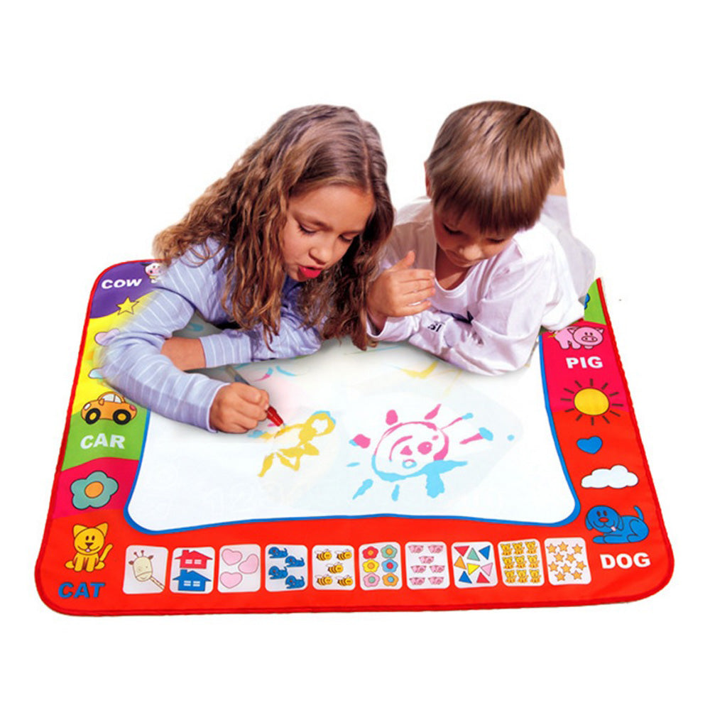 Reusable Magic water doodle mat (Educational toys for kids) with Stencil & brush pen