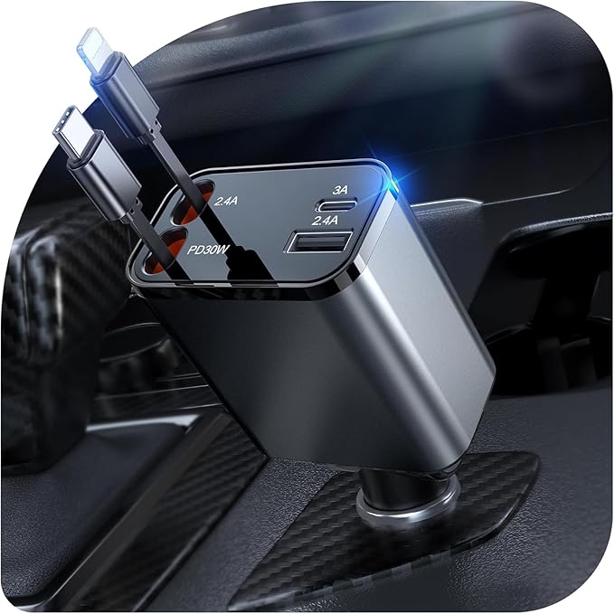 ZapCord 30w - Retractable car charger